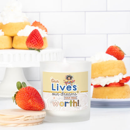 OUR LIVES Candle Frosted (Pink Wick) Glass
