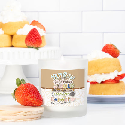 STAY COZY Candle Frosted (Pink Wick) Glass