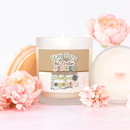 STAY COZY Candle Frosted (Pink Wick) Glass
