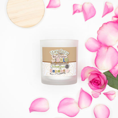 STAY COZY Candle Frosted (Pink Wick) Glass