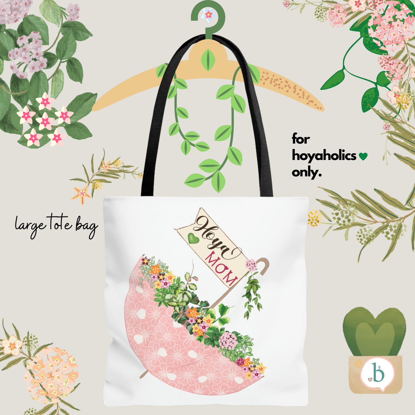 HOYAHOLIC HOYA PINK UMBRELLA TOTE BAG