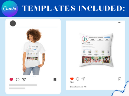 Editable Print on Demand Bundle - Instagram Collection Editable Canva - Mug Pillow Tumble Shirt Garden Flag Journal Totebag Note cube